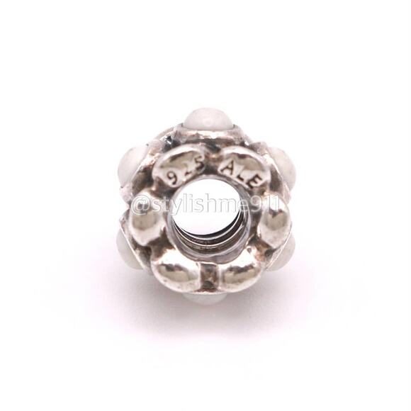 Authentic PANDORA Sterling Silver Forget Me Not White Agate Charm - Picture 6 of 9
